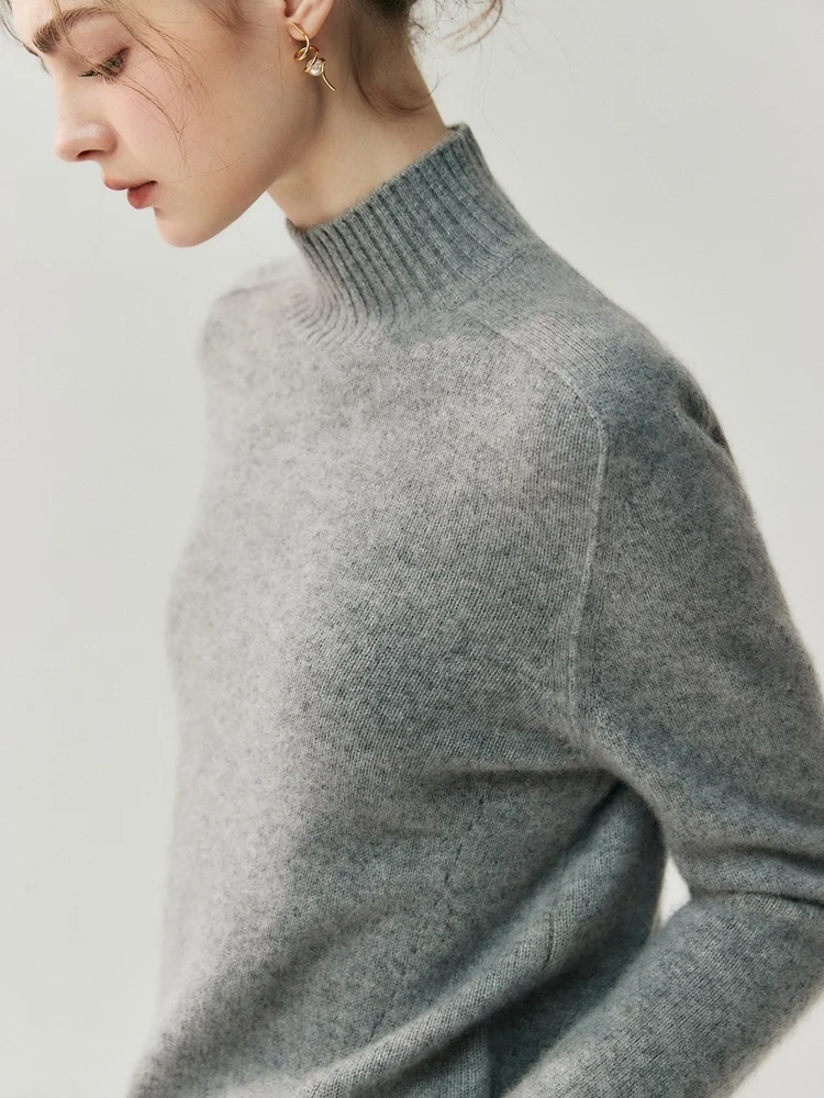 

ADDONEE осень-зима женский базовый пуловер с воротником-стойкой 100% кашемировый свитер толстый мягкий кашемировый трикотаж однотонные топы с длинными рукавами