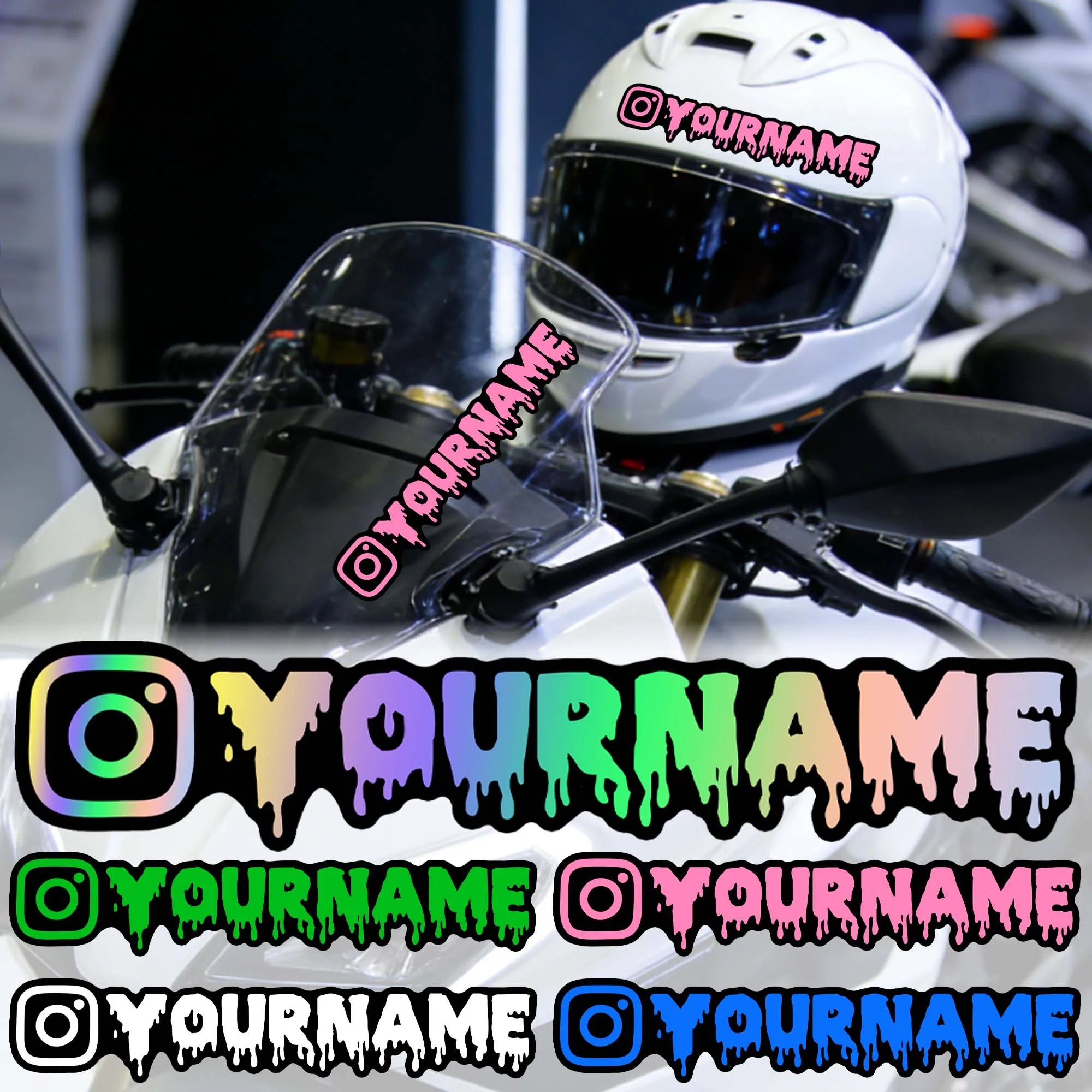 1PC Custom Username Motorcycle Sticker Waterproof Personalized IG Drip Font Vinyl Decal for DIY Scooter Helmet Car Bicycle