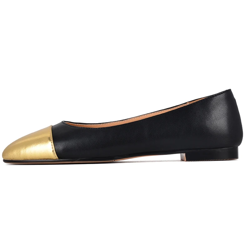 Petite Feet Ladies Ballet Flats Split Leather Fashion Splicing Sheepskin Round Toe Flat Shoes Oversize Casual Shoes Plus Size