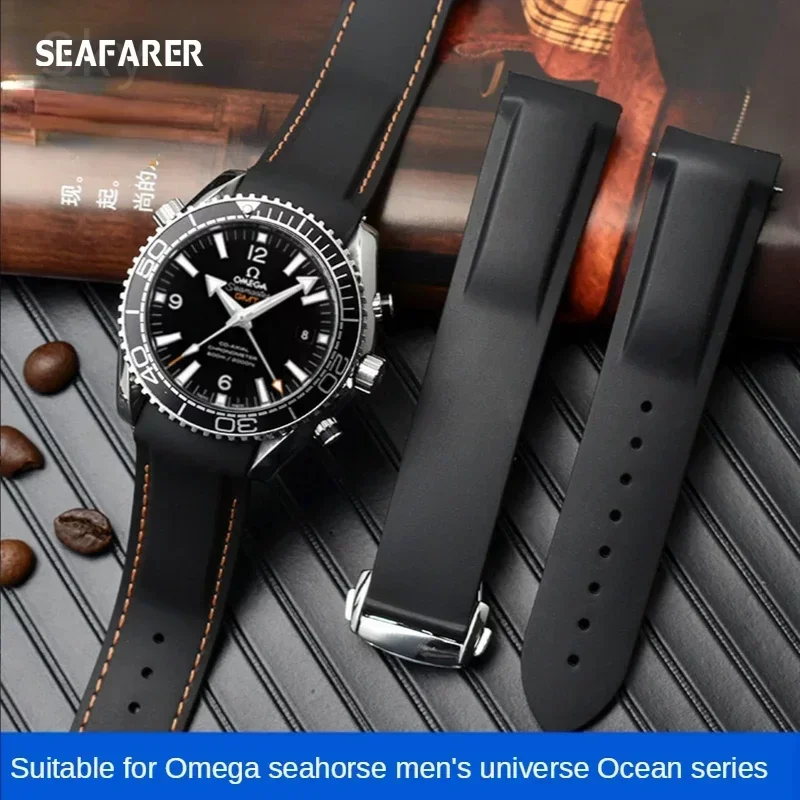 Silicone Watch Strap for Omega Watch AT150 SeaMaster 007 Men\'s Universe Ocean Series Rubber Sports Strap for Seiko 20 22mm