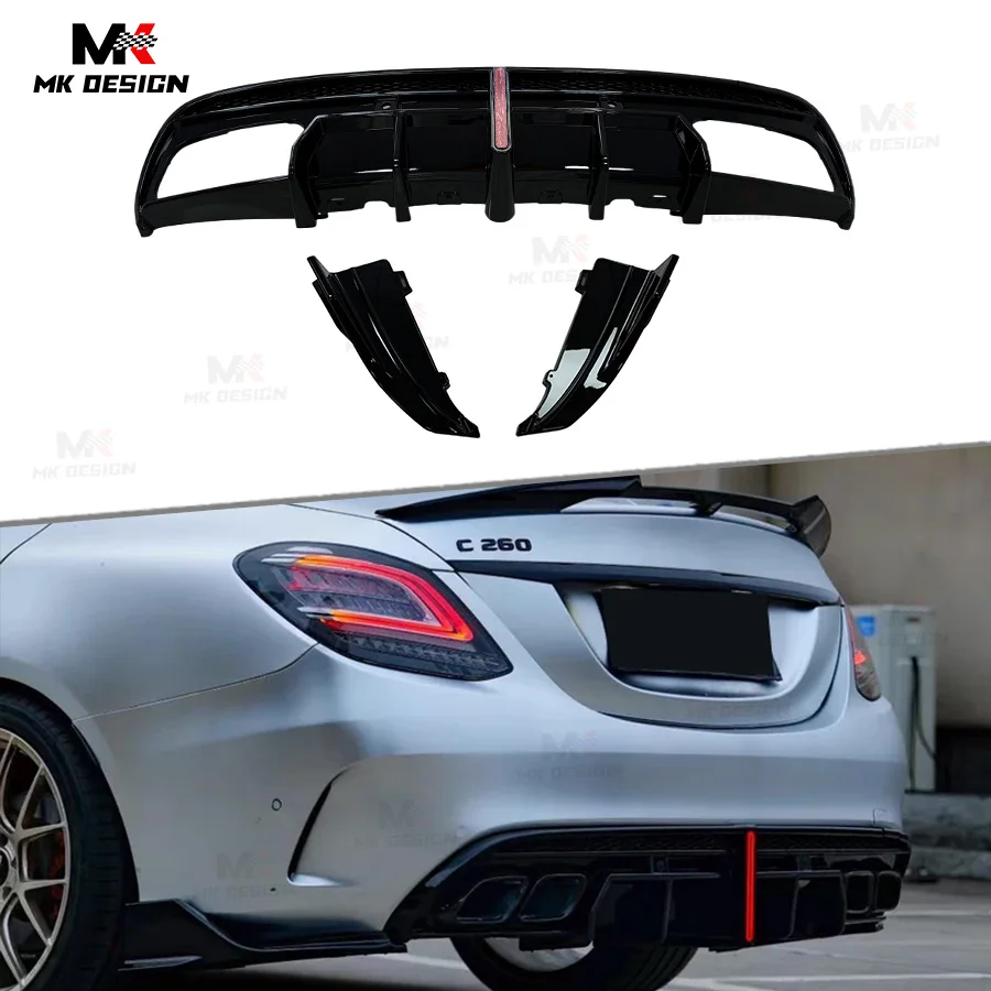 

VTEN Style PP Rear Bumper Lip Diffuser For Mercedes-Benz C Class W205 C43 C63 AMG 4 Doors Sedan 15-21 ABS Rear Splitters Winglet