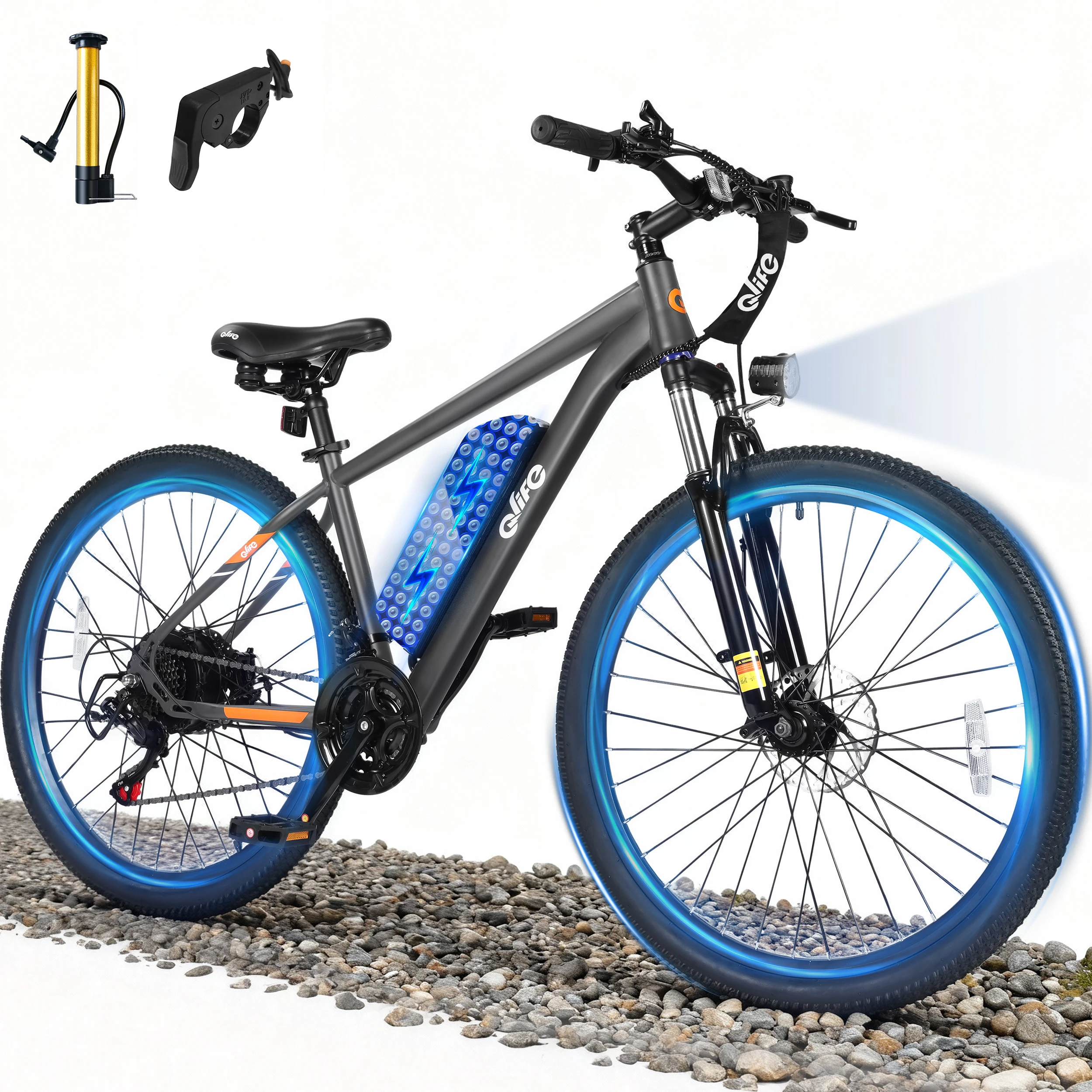 Qlife Race Electric Bike for Adults, Peak 1000W 48V 375Wh Removable Battery,  26" Tire Electric Mountain Bike, 21-Speed Off-road Electric Bicycle, 25MPH 40 Miles image 3