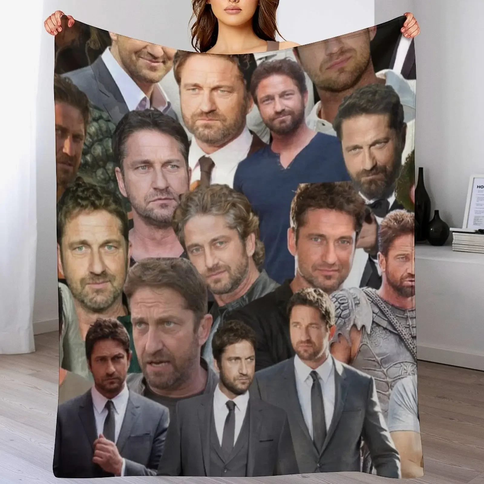 gerard butler photo collage Throw Blanket Bed bed plaid For Decorative Sofa Custom Blankets