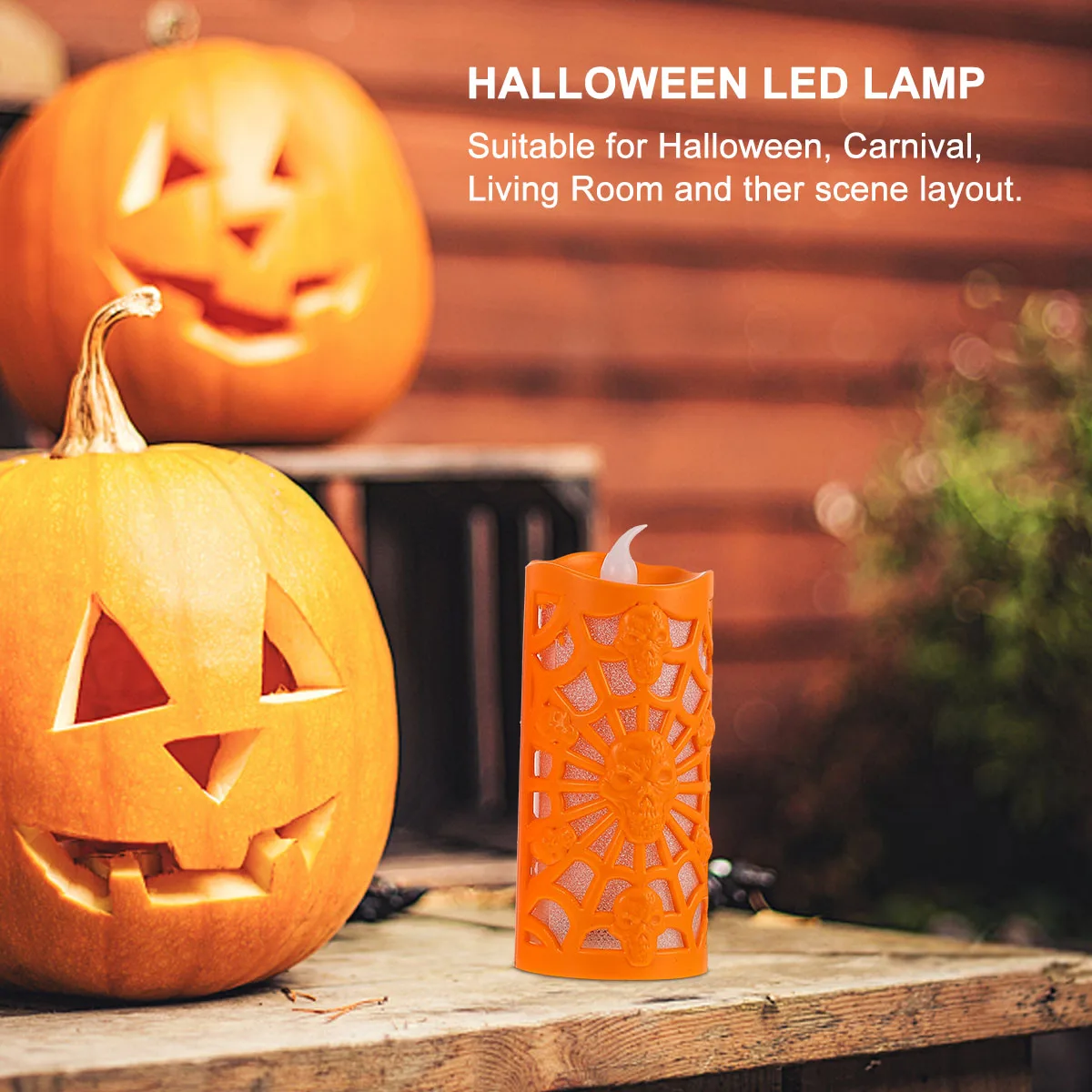 

2pcs Halloween Led Lamp Flameless Decorative Lamp Party Carnival Decor Safe Electronic Wax Lighting Novel Shape Long