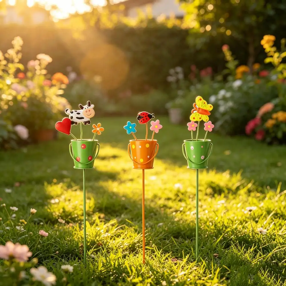 3pcs/6pcs Cute Plant Pot Stakes Decorative Flower Pot Stakes for Indoor Outdoor Planter Garden Bed Flower Pot Accessories view 6