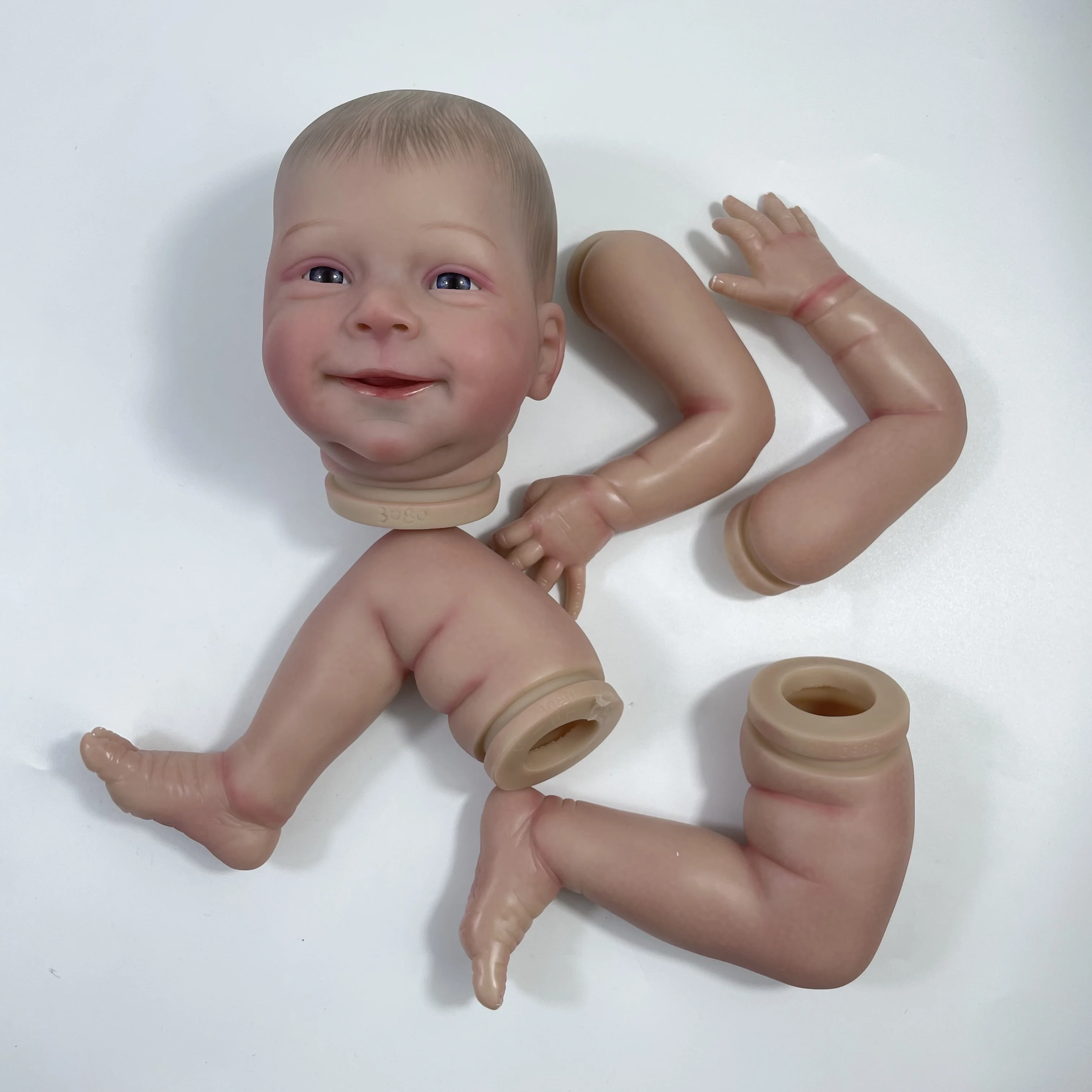 

18 Inch Already Painted Reborn Doll Kit With Painted Hair and Blue Eyes Vinyl Reborn Doll Parts Cloth Body Include DIY Mold