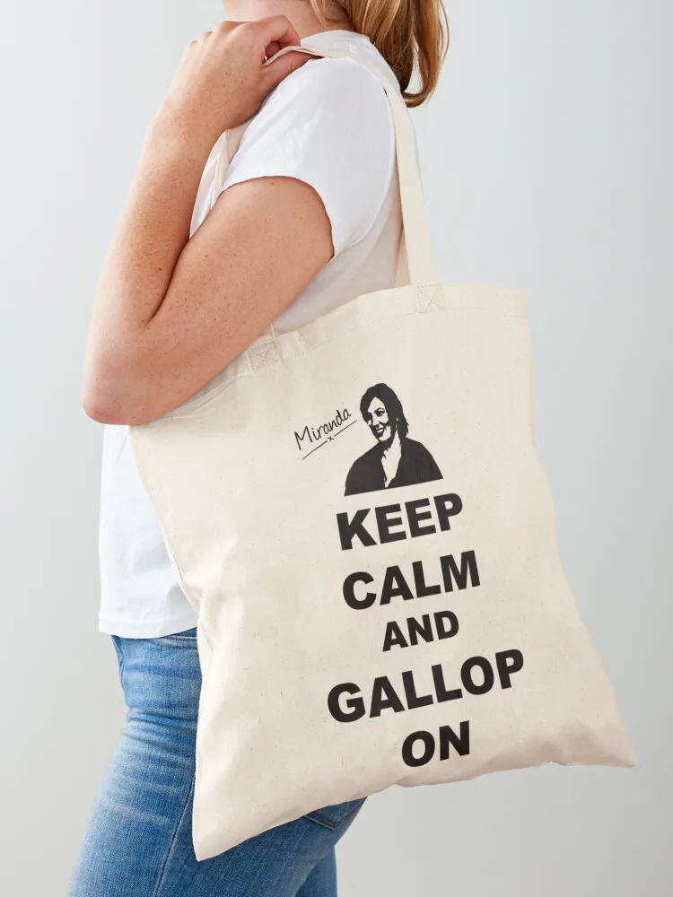 Keep Calm and Gallop On Miranda Hart bolso de mano no oficial bolso de mano para mujer bolso de mano de tela para mujer bolso bonito