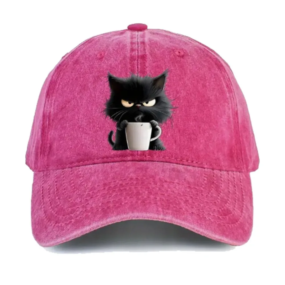 

Embroidery Cat Baseball Cap Adjustable Breathable Feral Trucker Hat Lightweight Cool Cat Duck Tongue Hat Unisex Styles