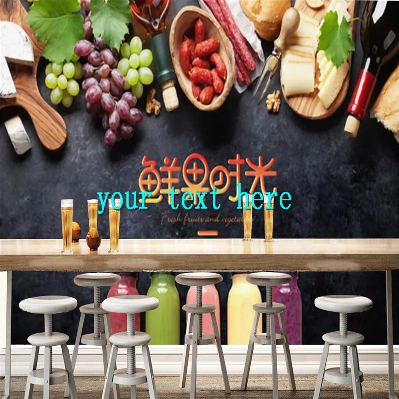 Fruits and Vegetables Picture Beverage Shop Wallpaper Catering Background Wall Papers Industrial Decor Mural  Papel De Parede