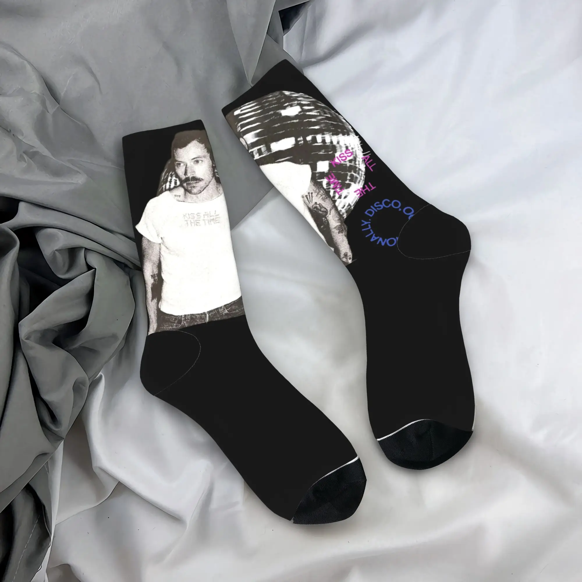 

Harrys Styles Disco Ball Kiss All The Time Music Socks Men Women Funny Happy Socks Summer Autumn Winter Middle Tube Socks Gift