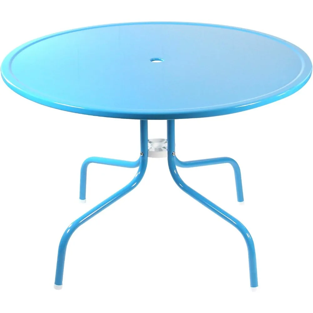 

39.25-Inch Outdoor Retro Metal Tulip Dining Table, Sky Blue