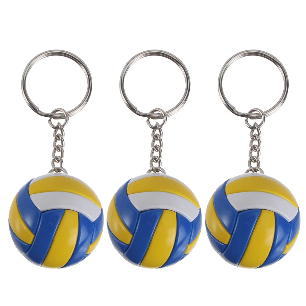 

3 Pcs Simulated Volleyball Keychains Yellow White Blue Sports Souvenirs Durable PU Material Gifts Bag Ornaments Team Sports