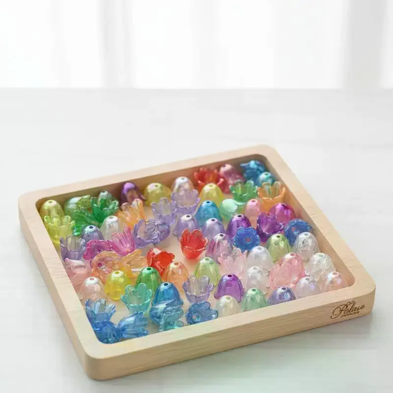 100Pcs Flower Acrylic Beads Bell Flower Spacer Beads CapsDIY Charms Bracelets Necklace Jewelry Crafts Making Accessories