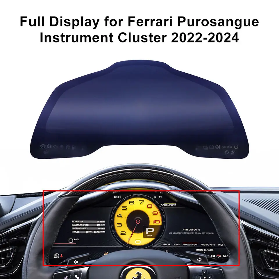 Dashboard Full Color Display for Ferrari SF90 Roma 296 Purosangue Instrument Cluster