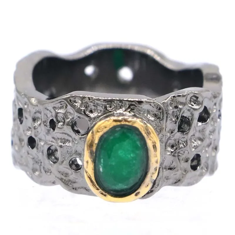 

Buy 3 Get 1 Free 20x14mm Neo-Gothic Rose Shape Green Emerald Tanzanite Black Gold Silver Rings Daily Wear