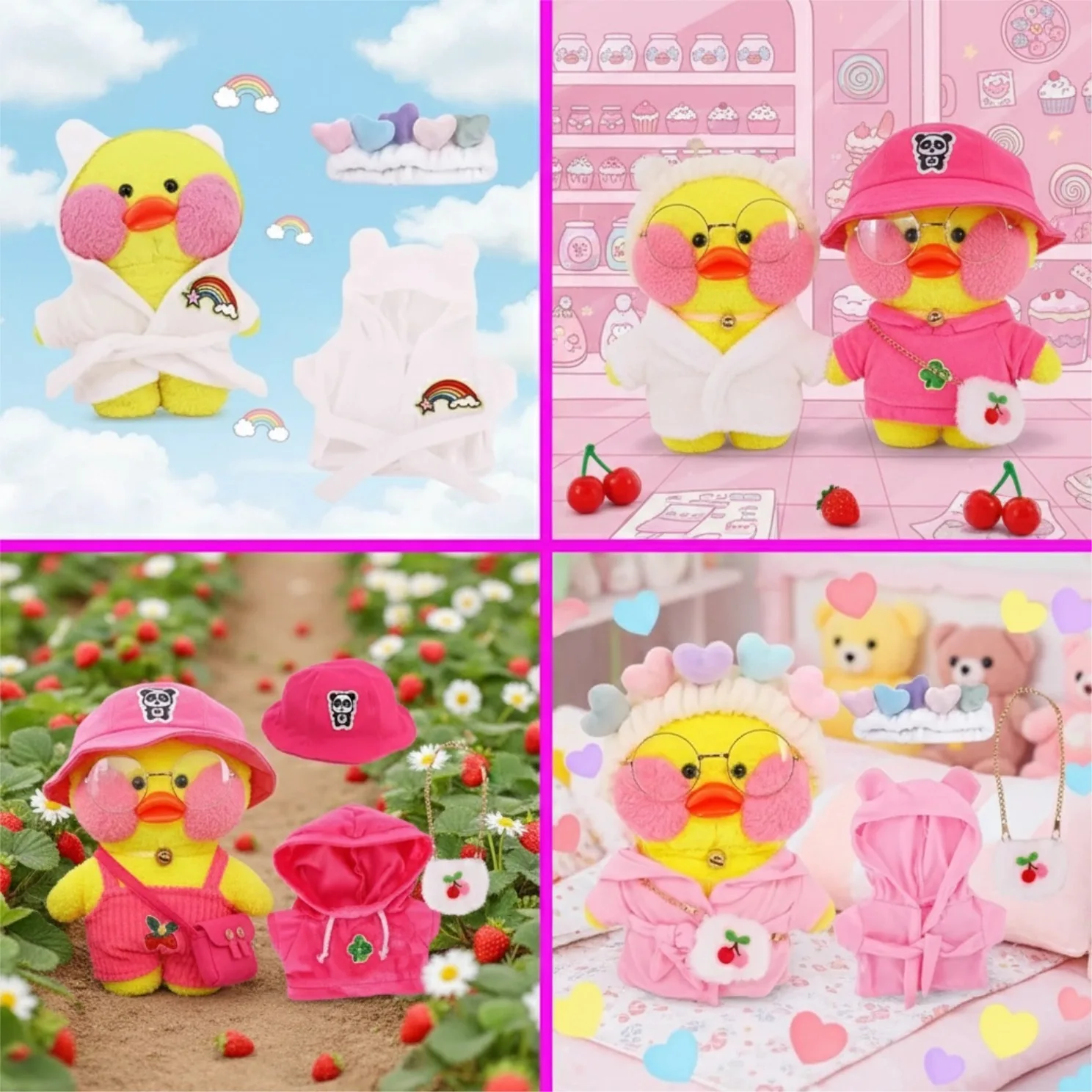 

Suitable for 30cm Little Yellow Duck Lalafanfan Doll Clothes Accessories Set Sweet Dress Romper Bags Children's Gifts