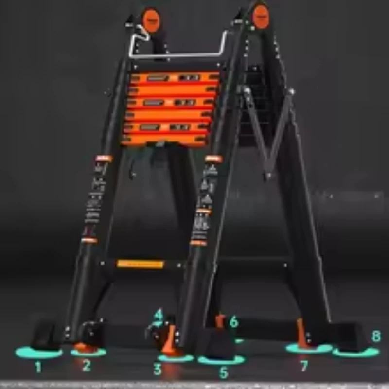 رفع الدرج الهندسي متعدد الوظائف للطي سلم سبائك الألومنيوم سلم متداخل الأجزاء سميكة متعرجة سلم المحمولة