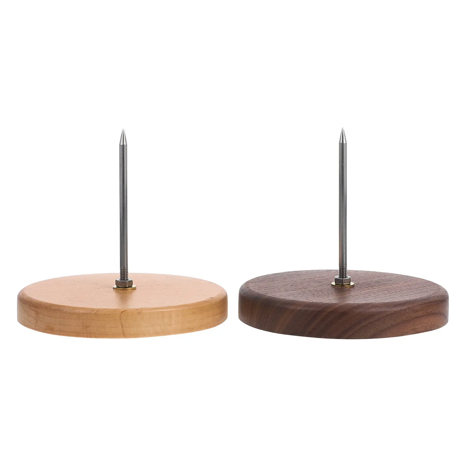 2Pcs Metal Ticket Spike with Wood Base Desktop Receipt Holder Memo Stabber for Restaurant Kitchen Office Paper Note Check Bill