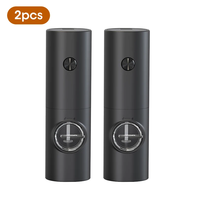 2pcs/1pc Electric Salt And Pepper Grinder With Adjustable Coarseness Refillable Mill Battery Powered Kitchen Automatic Gadget