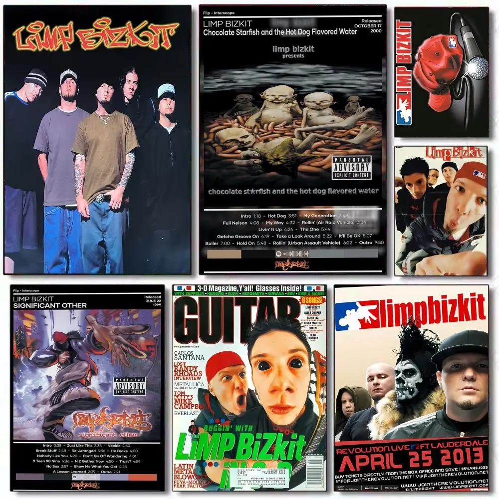 Poster HD PVC selbstklebende Wandkunst – wasserdicht wiederverwendbar für Home Office Cafe Rock Band L-Limp Bizkit