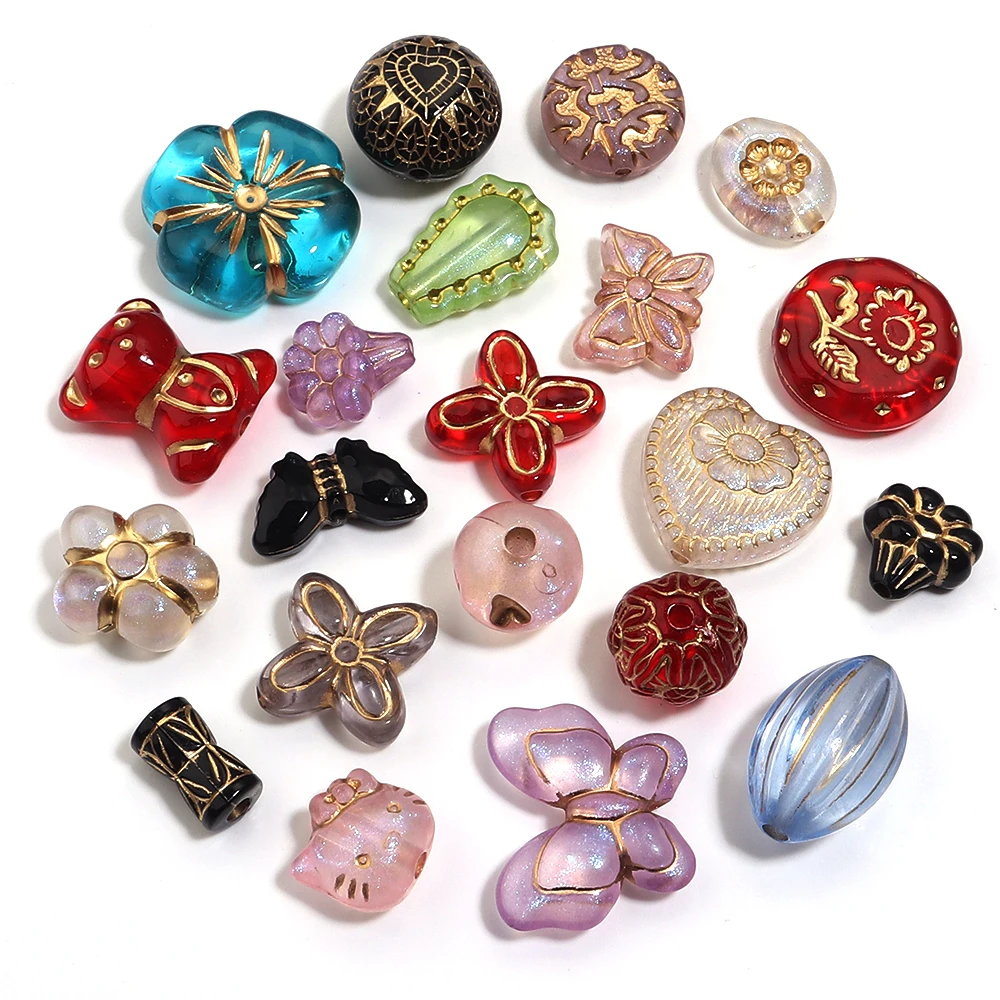 

Mixed shape Transparent Acrylic Beads Bronzing Effect Beads Loose Spacer Beads for Necklace Bracelet Earring DIY Jewelry Making