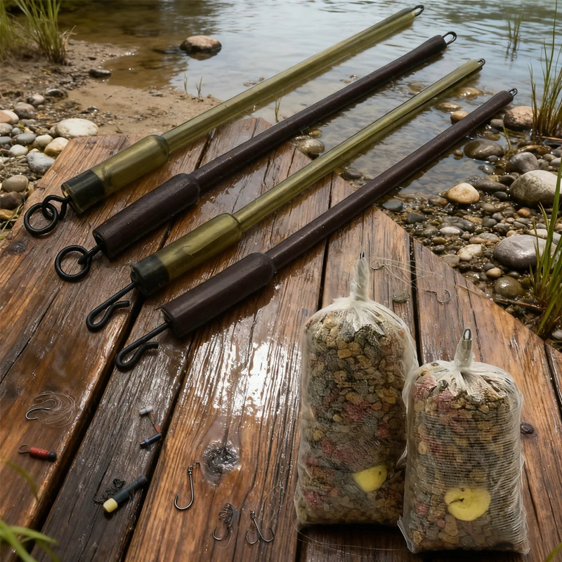 8 PVA bait connectors, equipped with steel swivels. Essential gear for carp fishing.