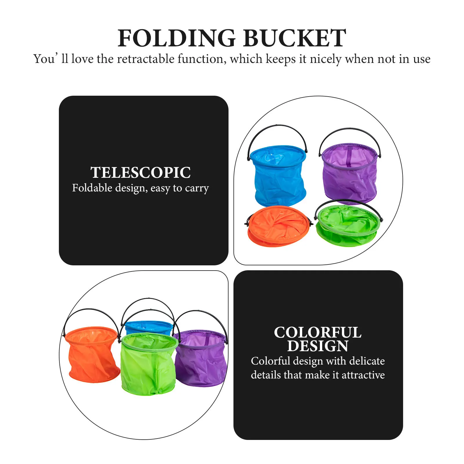 

4Pcs Folding Bucket for Paint Brushes Washable Portable Bucket with Handle Compact Design Ideal for Art Supplies Storage