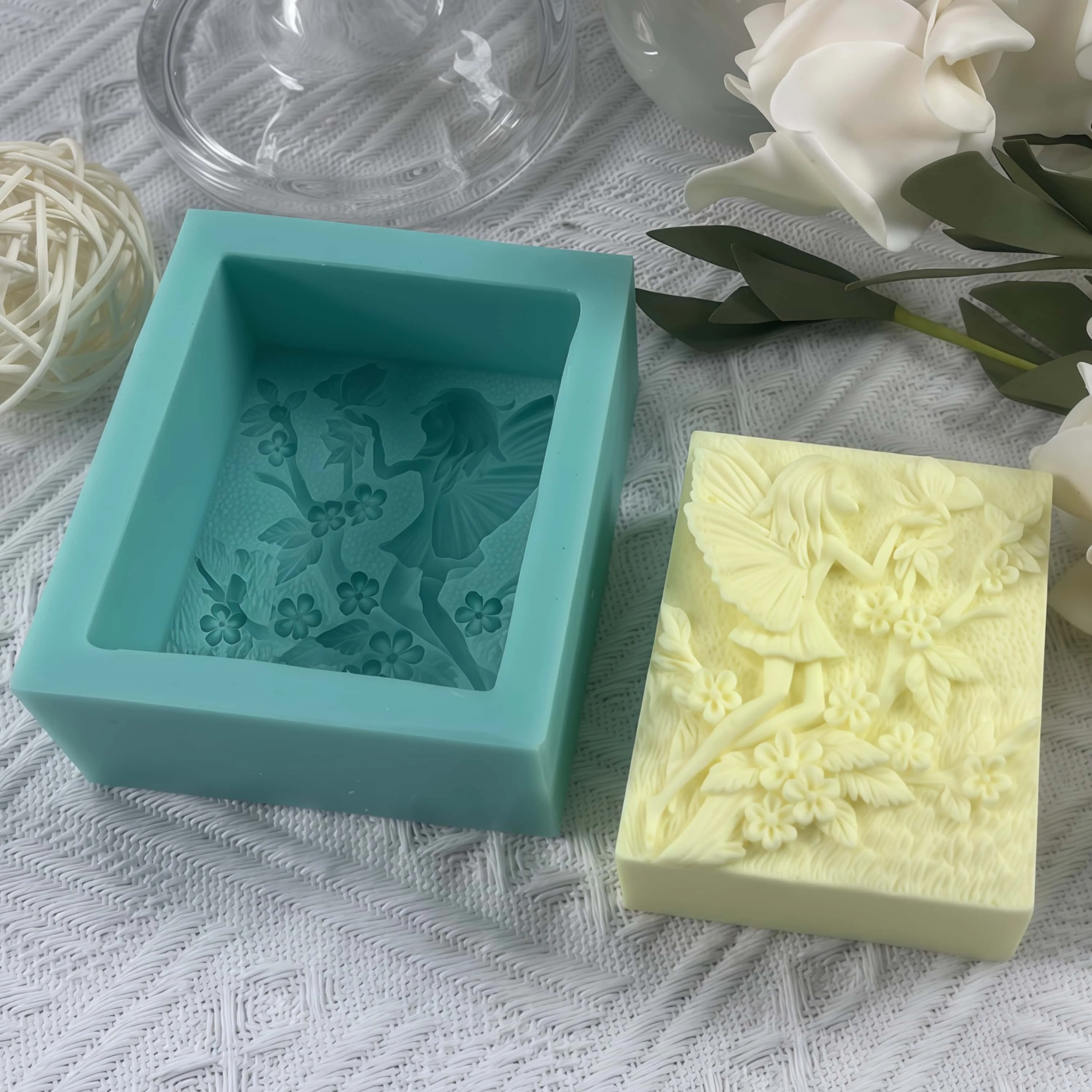 Silicone Soap Mold Flower Fairy Handmade Soap Molds Butterfly Cold Process Natural Soap Art Crafts Moulds Aroma Plaster DecoMold - view 4