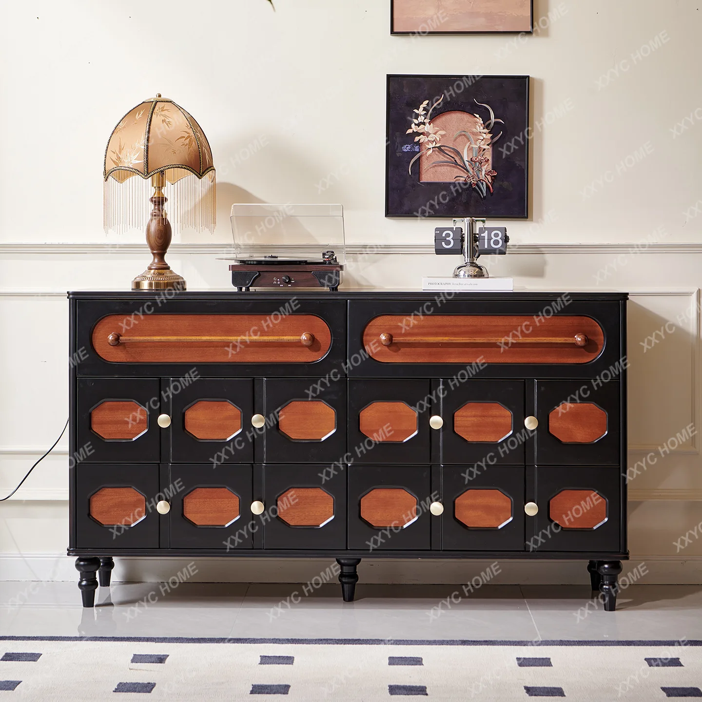 

Прикроватная тумбочка TT в ретро-стиле из массива дерева, шкафчик для хранения вещей в спальне, простота и функциональность