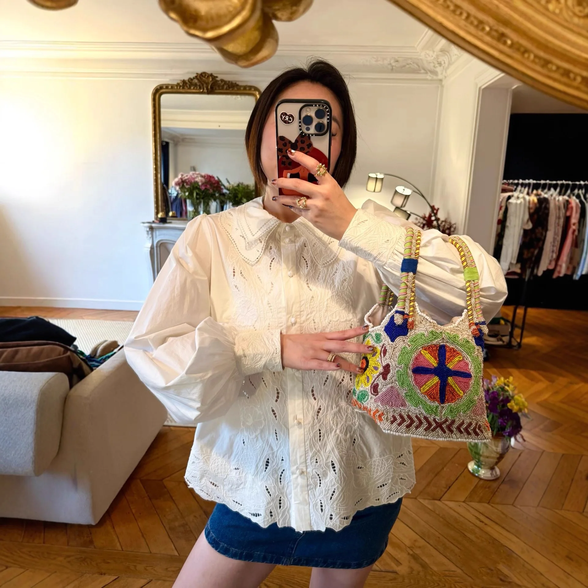 

Двойной кукольный воротник ручной вязки в стиле ретро, тяжелая вышивка, белый цвет, женский повседневный свободный крой, хлопковый длинный свек