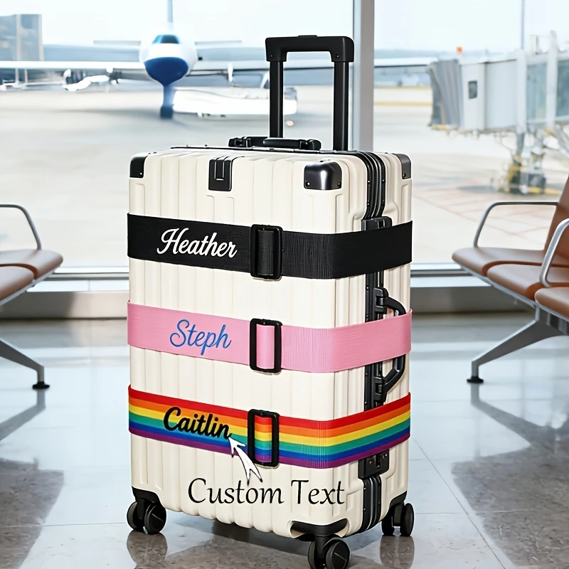 Customized Name Nylon Adjustable Luggage Strap, Minimalist Secure Suitcase Travel Accessory, Practical Gift for Travel & Holiday