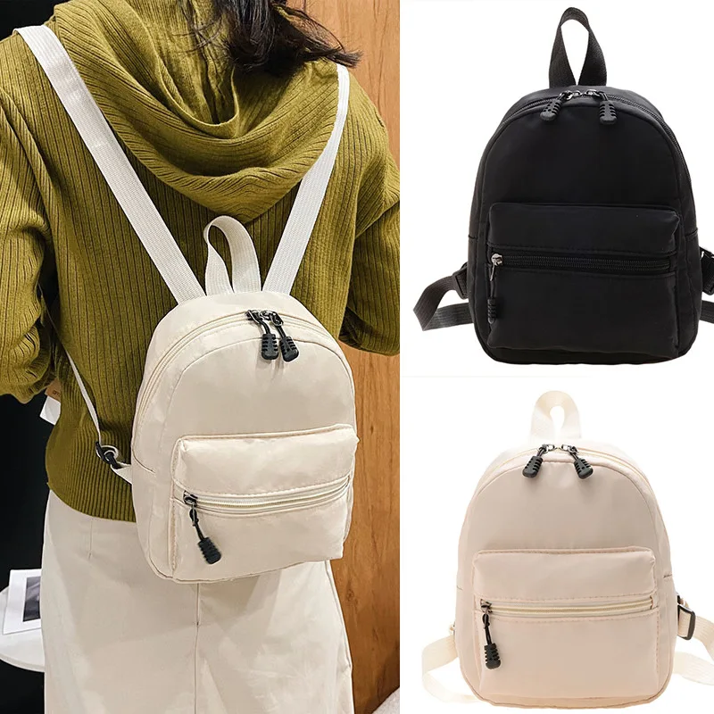 Mini sac à dos en nylon blanc pour adolescentes, sacs à dos décontractés pour femmes, petit sac d'école, tendance de la mode