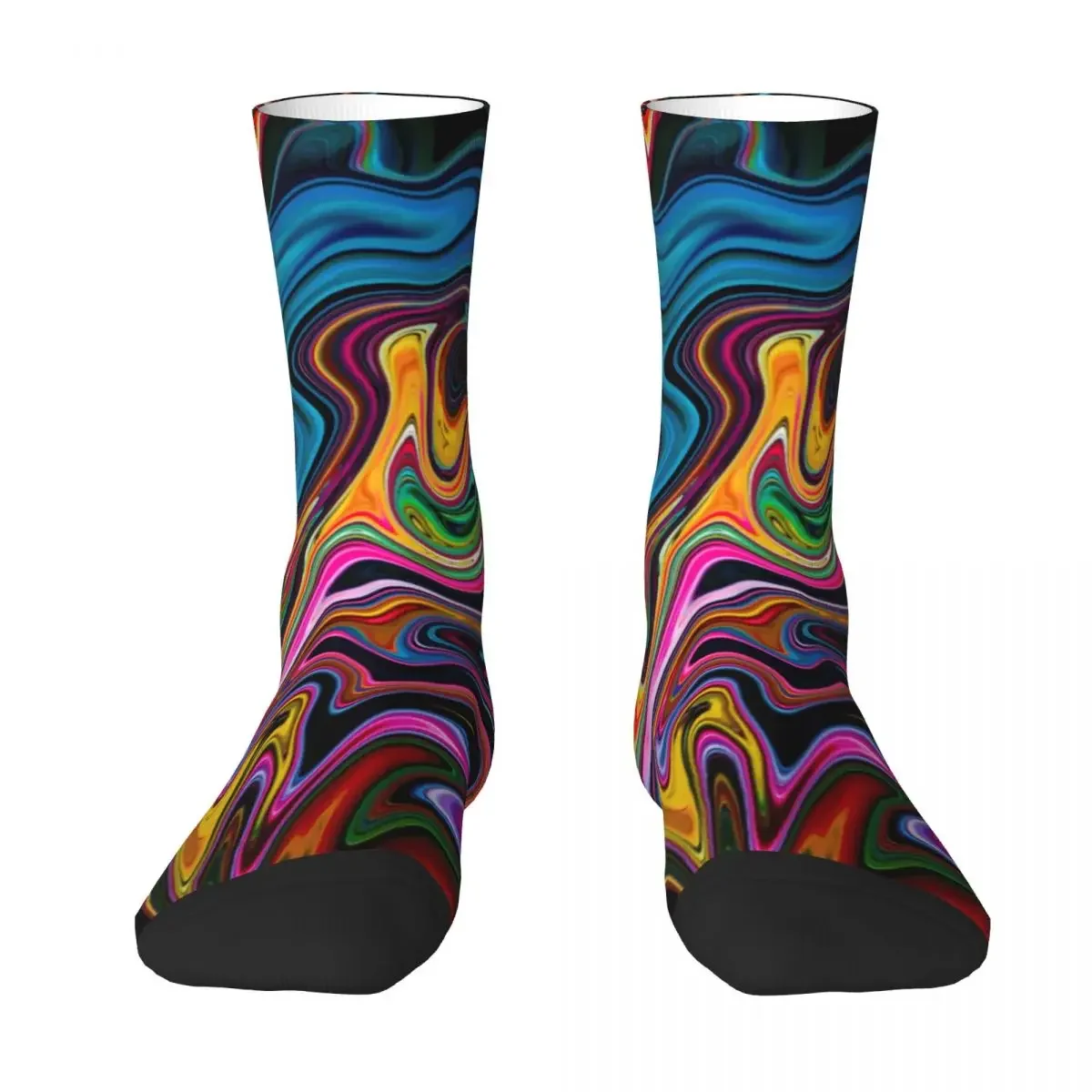 Liquid Marble Socks Autumn Abstract Print Stockings Harajuku Women Men Medium Soft  Pattern Running Anti Slip 