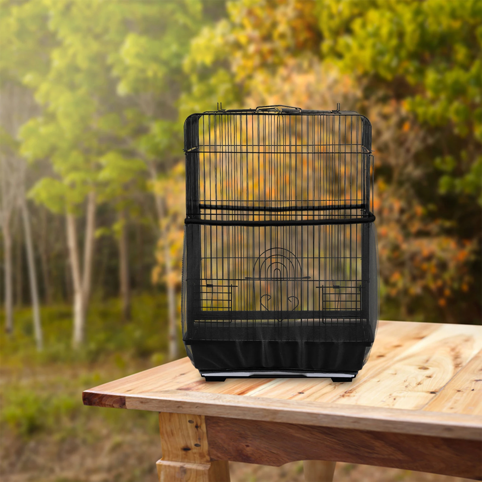 

2Pcs Mesh Bird Cage Cover: Universal Dust Guard for Parrots Canaries Breathable Easy Clean Skirt Birdcage Seed Cather