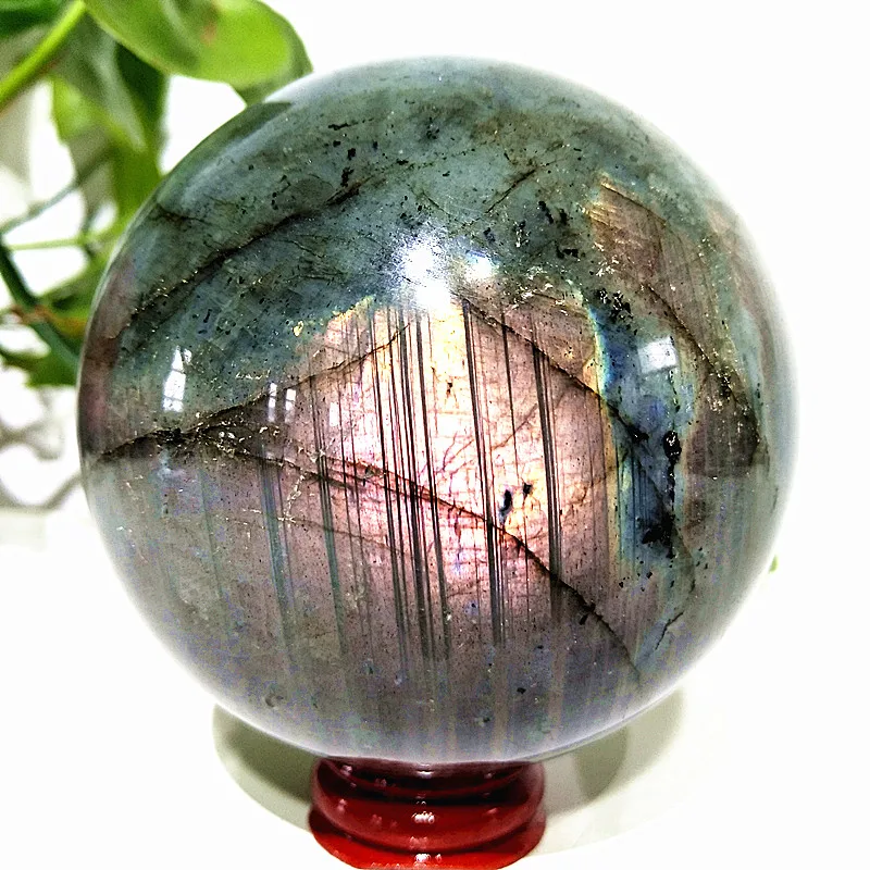 Natural Labradorite Yellow Crystal Ball Biue Stone Sparkling Ornaments Room Decoration Home Witchcraft Spiritual Healing
