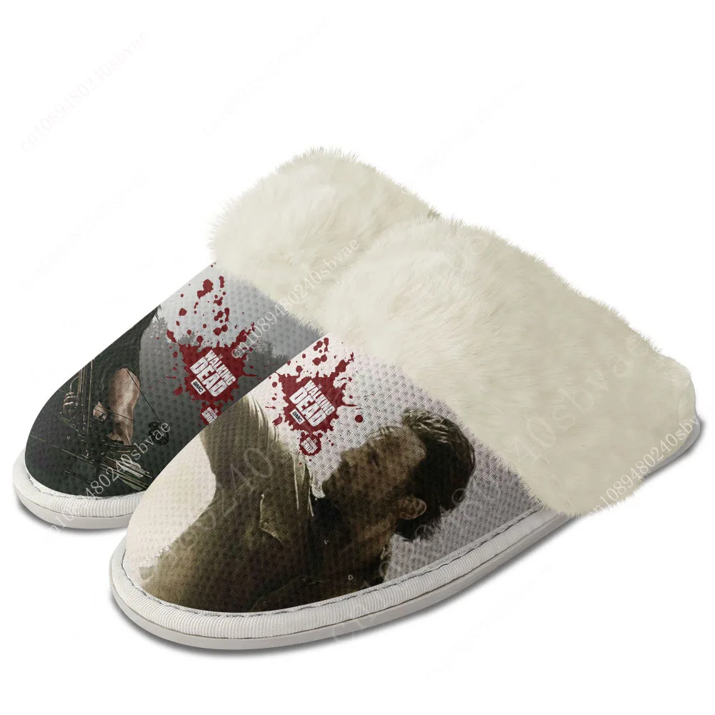 

The Walking Dead Horror Plush Slippers Keep Warm Shoes Mens Womens Home Cotton Bedroom Custom Thermal Lightweight Slipper