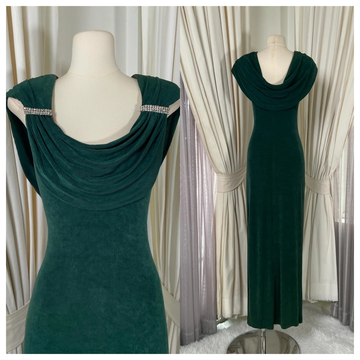 

Customized High Quality Green Jersey Evening Dress O-Neck Sleeveless Celebrity Gowns Bespoke Occasion Gowns Temperament Soft
