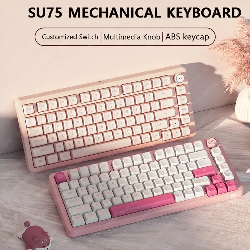 SU75 2.4G Wireless Bluetooth Wired Three-mode Mechanical Keyboard Hot Swap Gasket Structure Ergonomic Full-key Gaming Keyboard