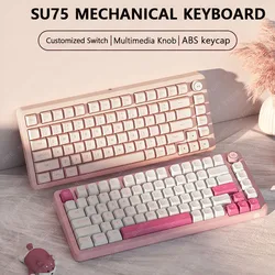 SU75 2.4G Wireless Bluetooth Wired Three-mode Mechanical Keyboard Hot Swap Gasket Structure Ergonomic Full-key Gaming Keyboard