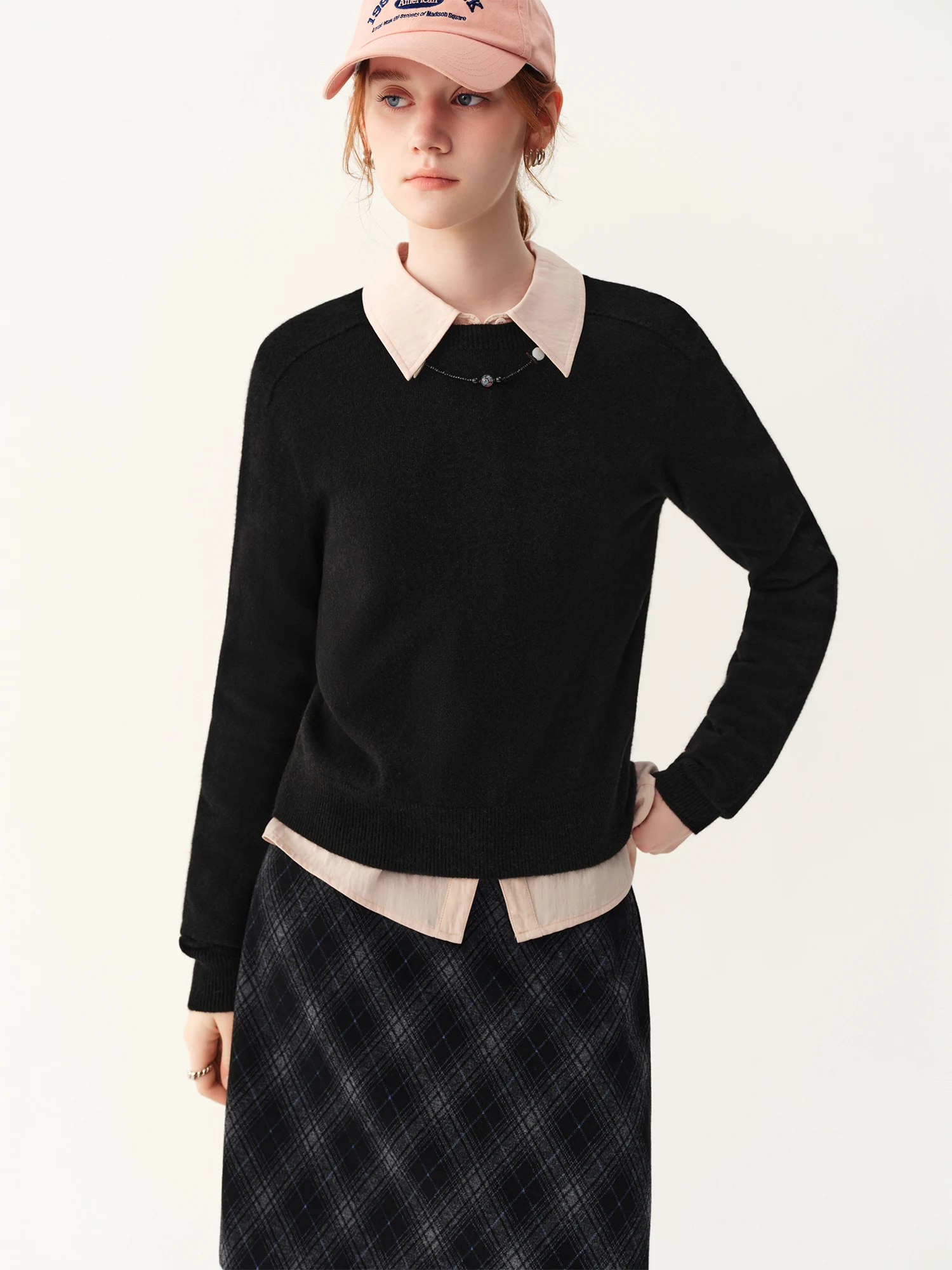 FSLE Damen 100% Wollpullover mit Rundhalsausschnitt 2026 Winter Neuheit Weicher Warmer Strickpullover Basic Vielseitiges Freizeit-Oberteil – Detail 4