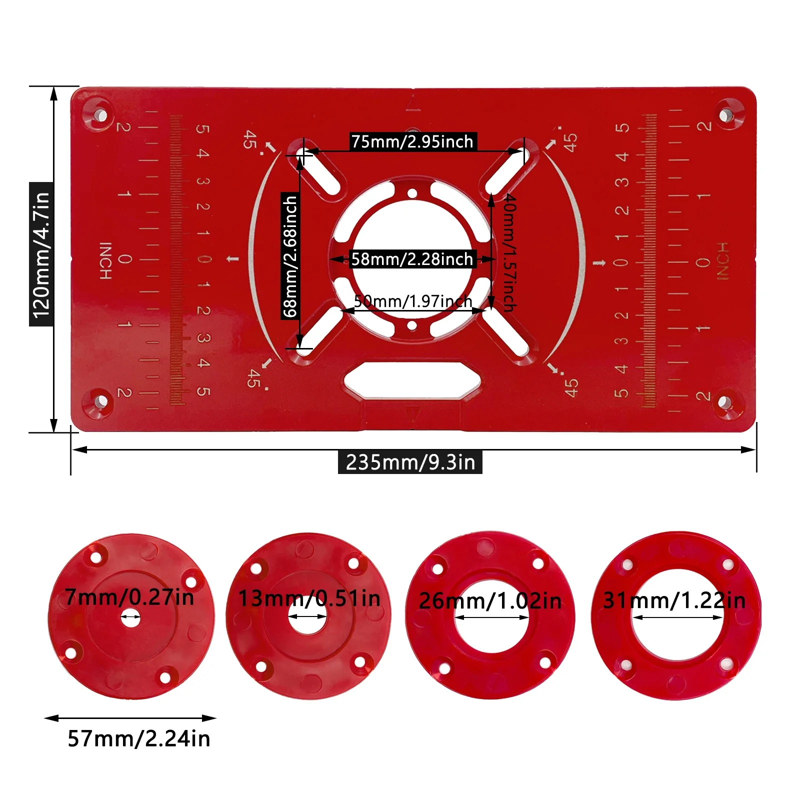 Placa de inserción de mesa de enrutador Carpinte, bancos de carpintería, modelos de recortadora de madera de aluminio, fresadora de grabado con