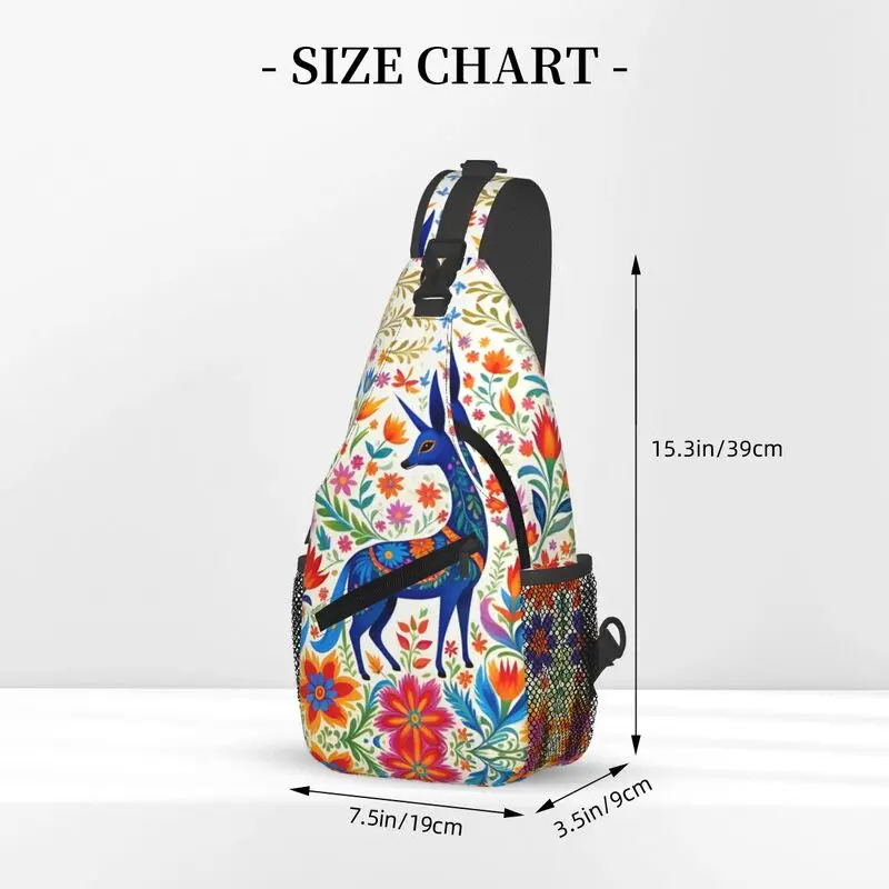 Custom Mexican Flower Otomi Art Sling Chest Bag Custom Crossbody Shoulder Backpack for Men Cycling Camping Daypack