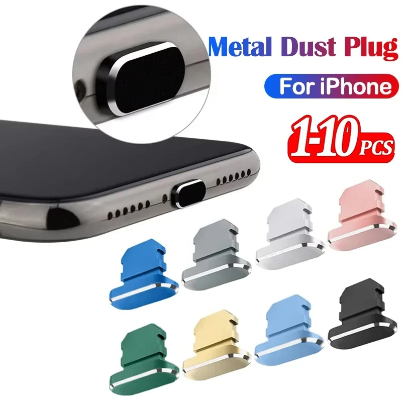 2-10Pcs Metal Anti Dust Plugs For Apple Phone Charging Port Cover Aluminum Alloy Waterproof Anti Dust Plug For iPhone 14 13 12