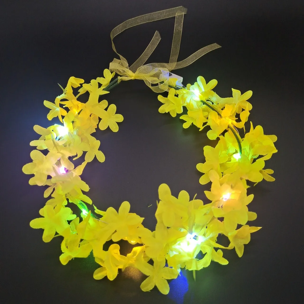 LED Light Up Flower Wreath Glow Garland Hairband LED Hawaiian Lei Headband Flower Crown Wreath Birthday Wedding Party Supplies