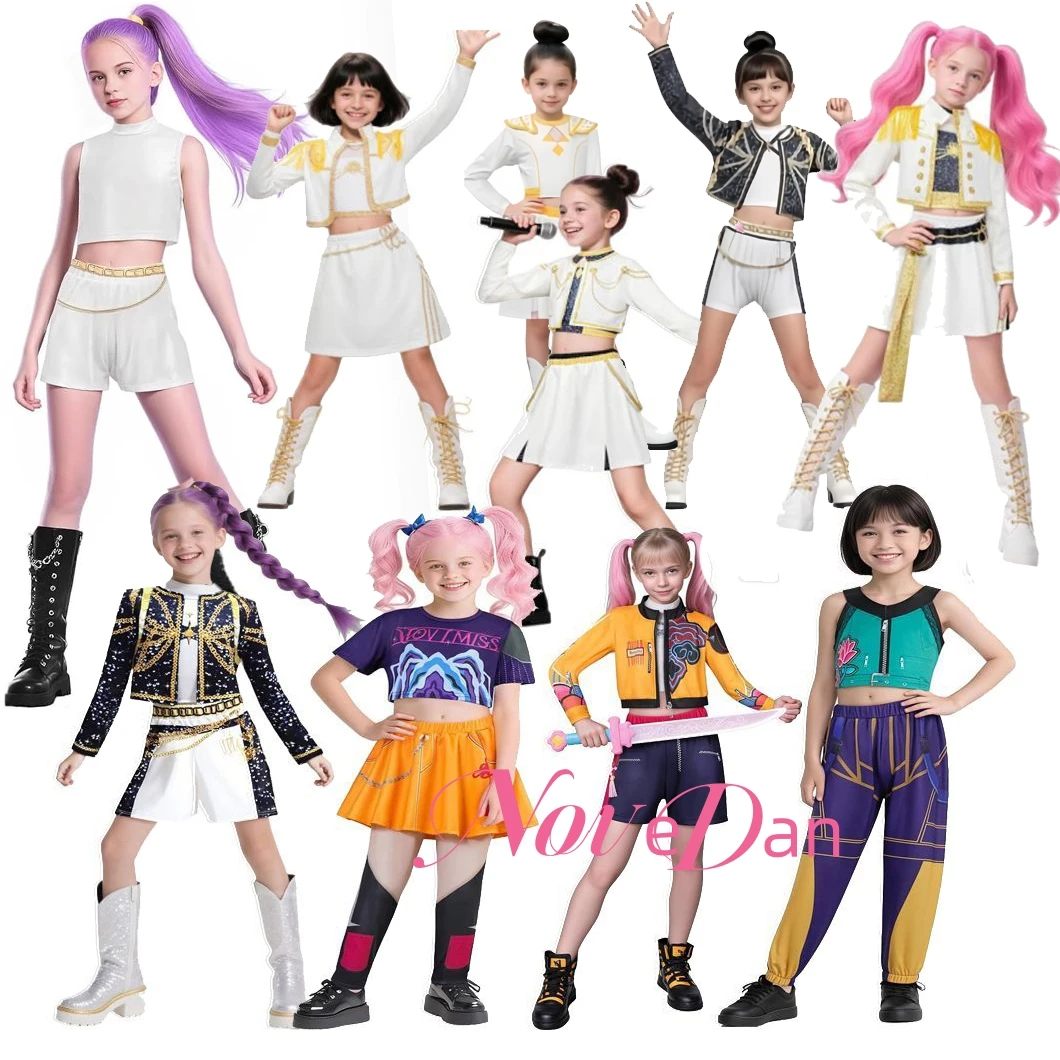 Huntrix Golden Kpop Demon Hunters Rumi Mira Zoey Cosplay Costume Kids Girls Birthday Party Halloween Stage Performance Clothes