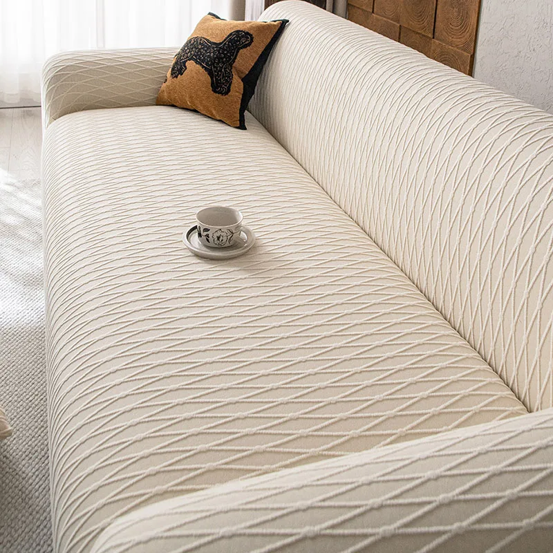 

Высококачественный однотонный эластичный чехол для дивана с ромбовидной сеткой, жаккардовый эластичный чехол для дивана, удобная защита для мебели для гостиной