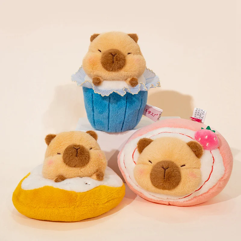 23cm Cartoon Dessert Capybara Plush Doll Doughnut Teacup Cake Swiss Roll Capybara Plush Toy Home Decoration Gift For Children