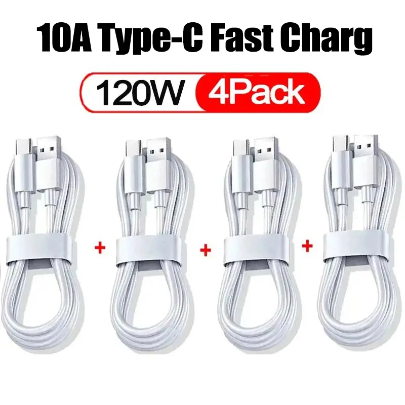 3-4 Stuks 100W Usb Type C Kabel Super 10a Snelle Kabels Voor Samsung Huawei Xiaomi Poco Redmi Snelle Oplader Usb C Kabel Data Snoer