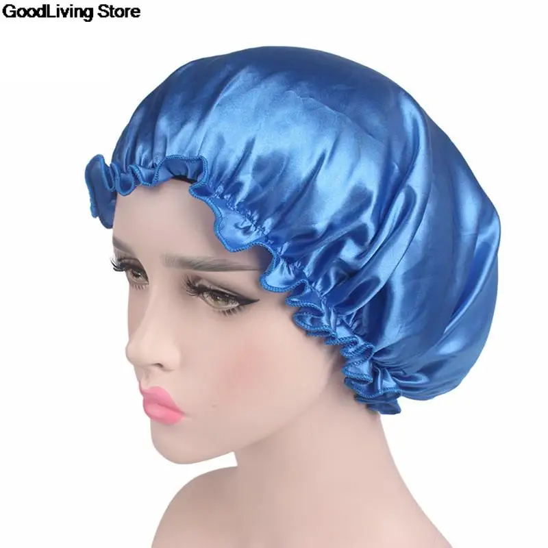 1PCS Hair Styling Satin Lace Sleeping Caps Fabric Hair Bonnet Satin Lined Sleep Cap Night Hat Adjust Shower Cap Silk Bonnets