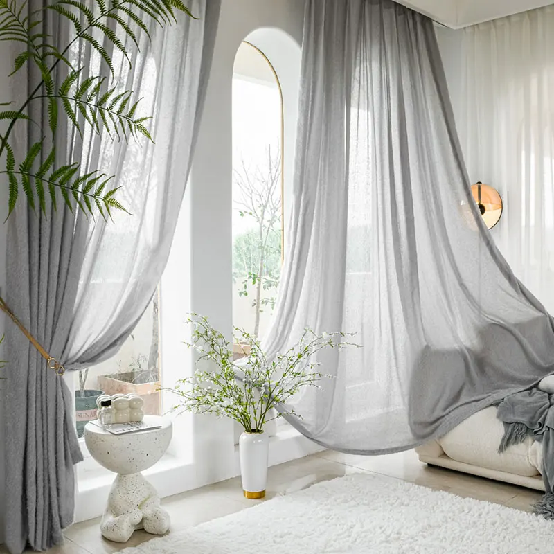

Modern Solid Hairy Style Curtains For Living Room Warm Feeling Sheer Voile Curtain For Bedroom Window Screening Drapes Blinds